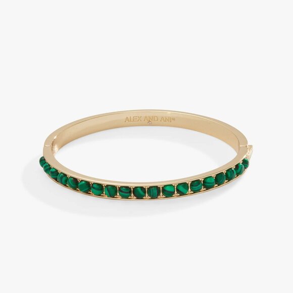 Alex and Ani Jewelry - NWT Alex & Ani Emerald Gemstone Hinge Bangle, Reconstituted Malachite